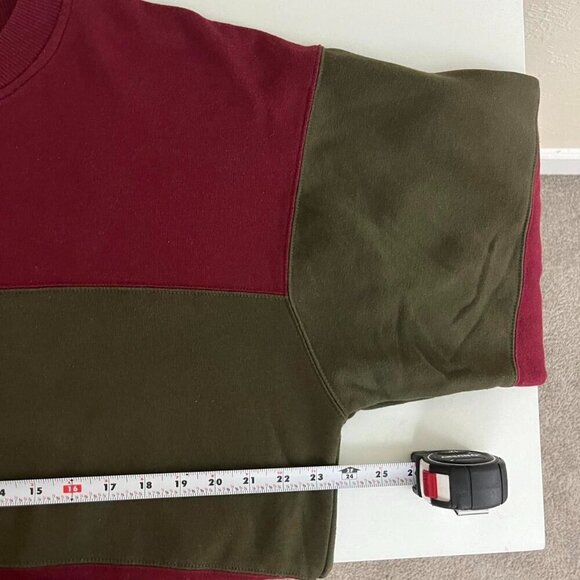 90s red green colorblock henley sweatshirt - Picture 5 of 7